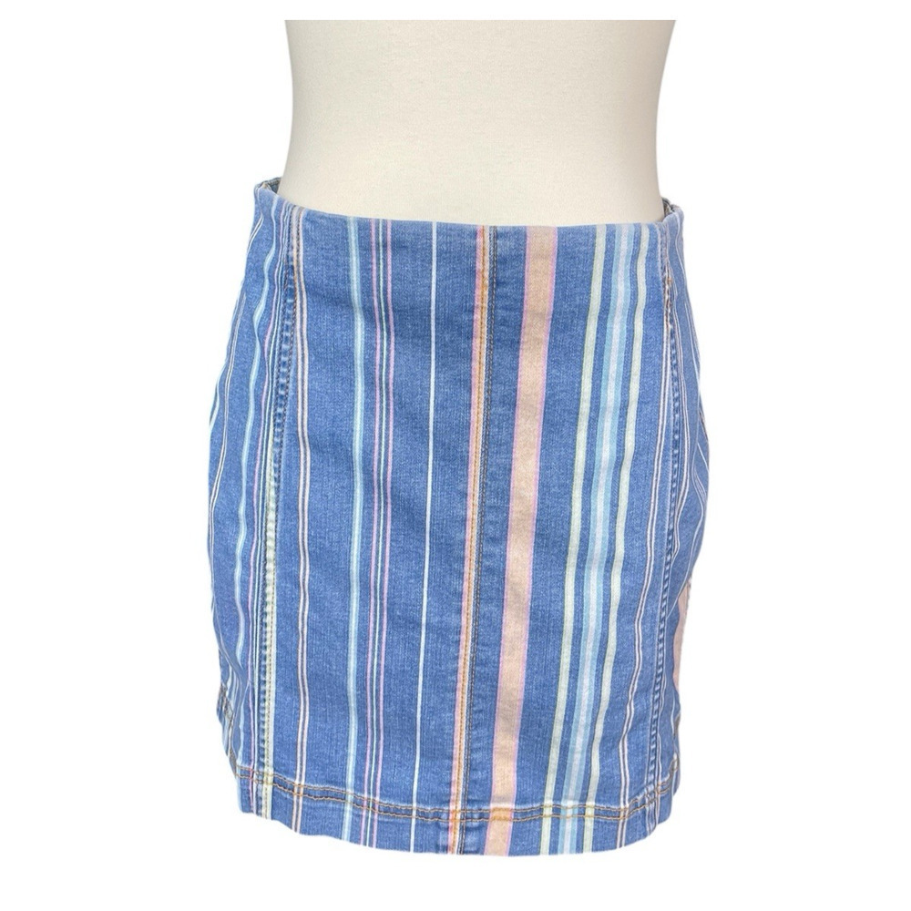Wild Fable Striped Denim Skirt Size 10 Colorful Retro 90s Y2k Festival Casual